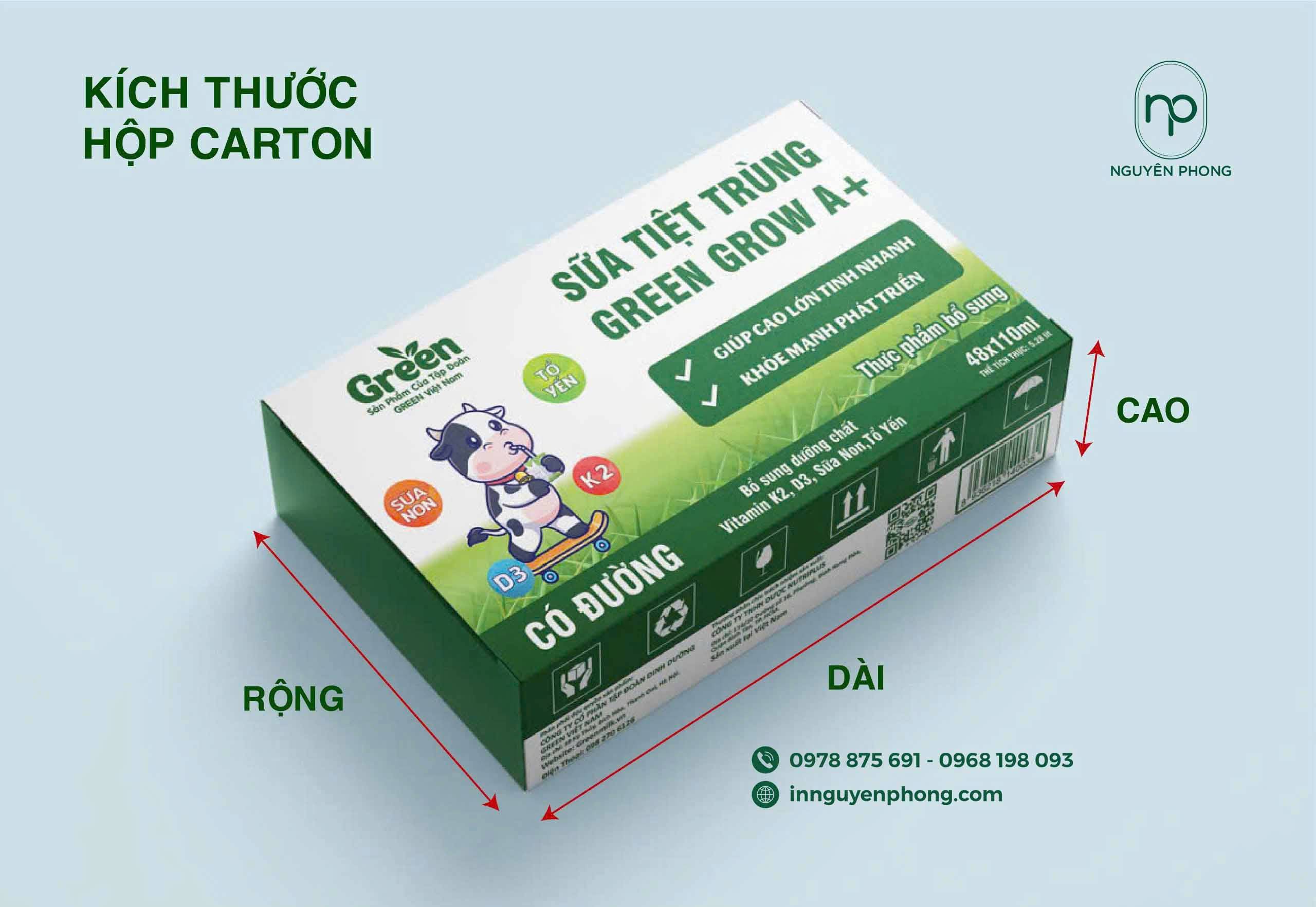 Kích thước chuẩn của hộp carton